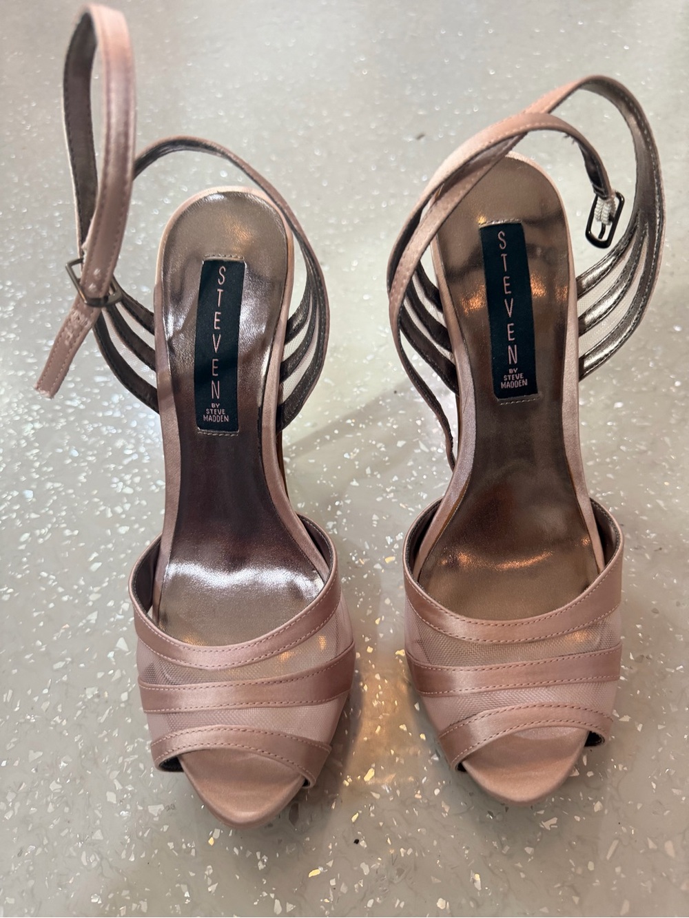 Steven By Steve Madden Rose Satin Strappy Peep-Toe Heels